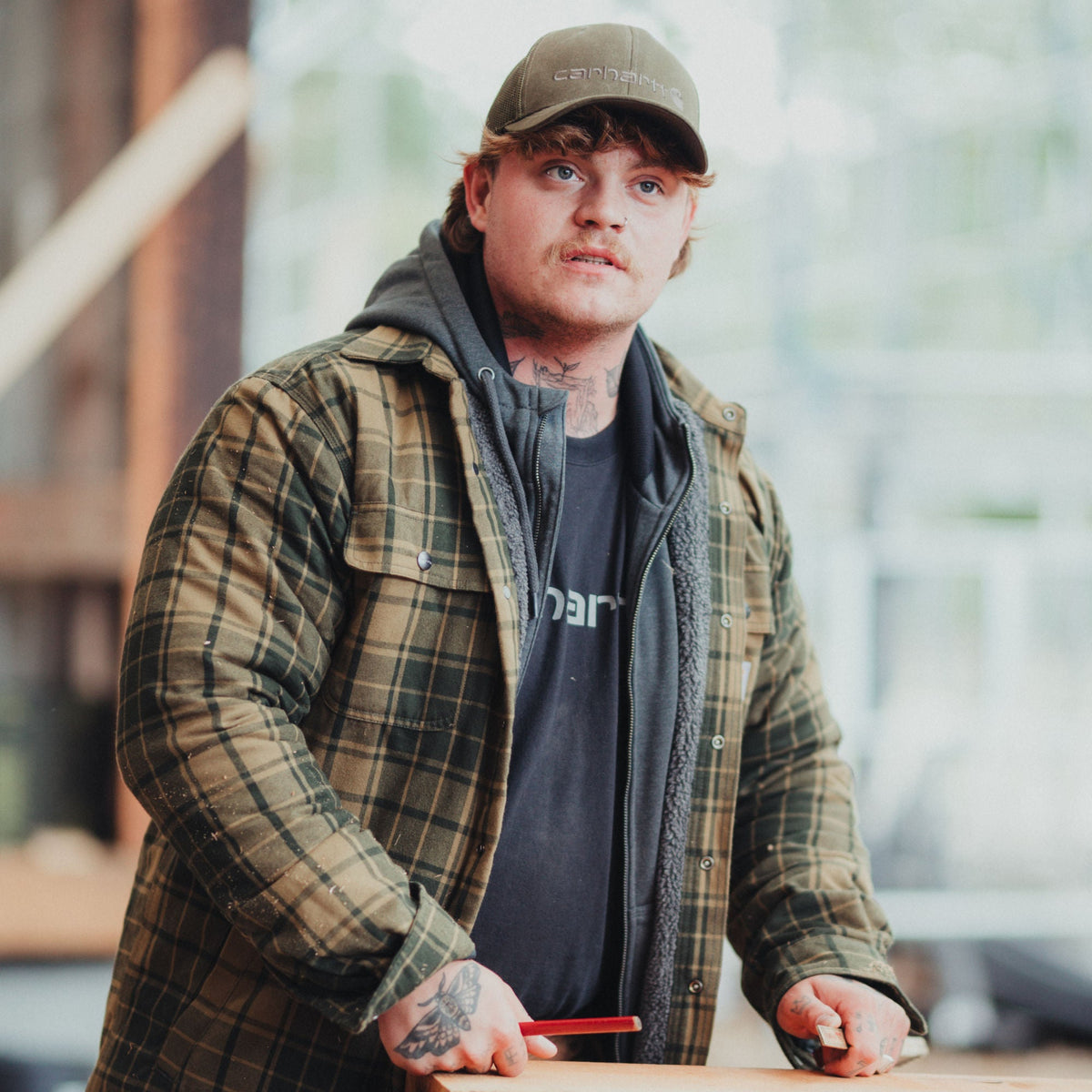 Carhartt - Flannel Sherpa Lined Skjortejakke // Night Fatigue
