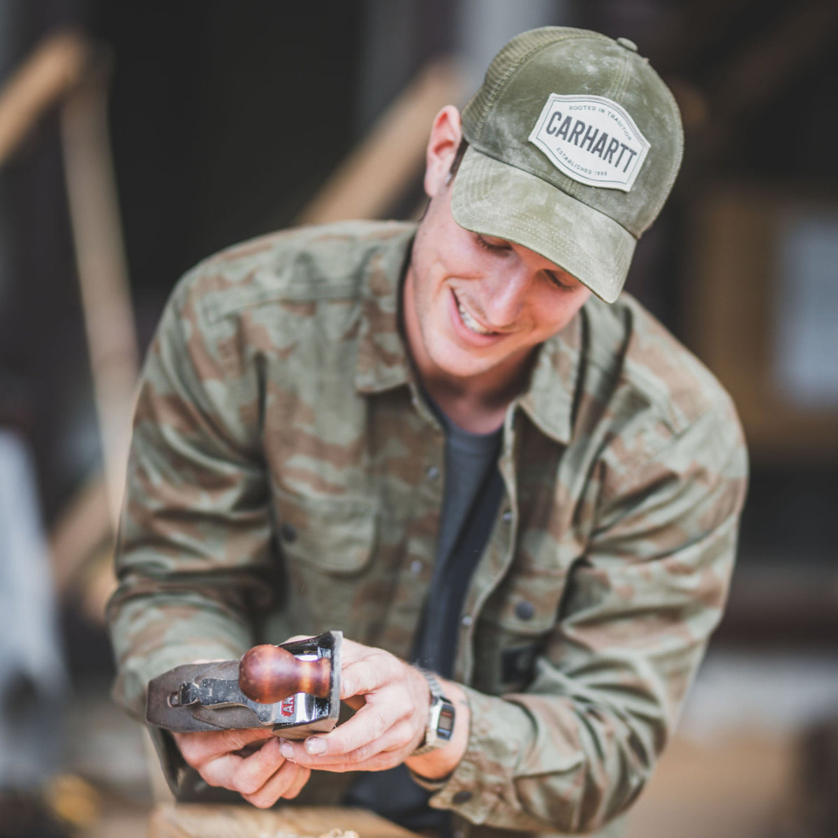 Carhartt - Canvas Fleece Lined Skjortejakke // Army Green Camo