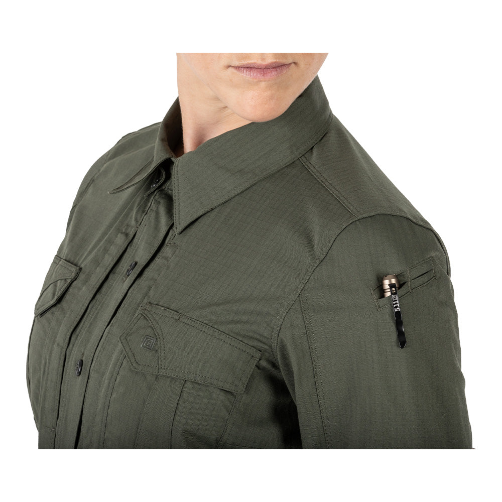 5.11 - Stryke Langærmet Dame Skjorte // TDU Green (190) fra 5.11 - billede nr. 3 hos GrejFreak.dk