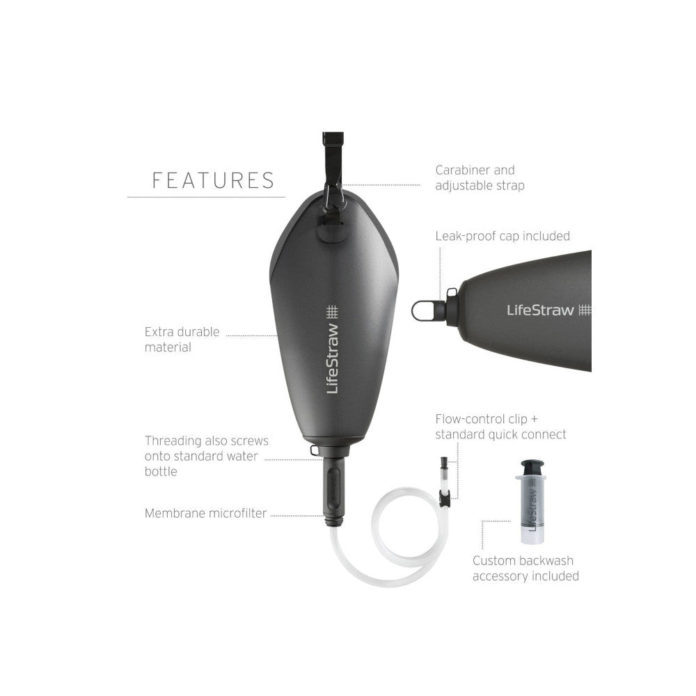 LifeStraw - Peak Compact Gravity Vandfilter System 3L // Grå / Mørkegrå fra LifeStraw - billede nr. 3 hos GrejFreak.dk