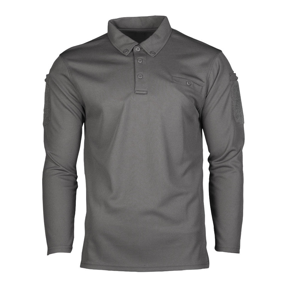 Mil-Tec - Tactical Quickdry Langærmet Herre Polo // Grå fra Mil-Tec - billede nr. 1 hos GrejFreak.dk