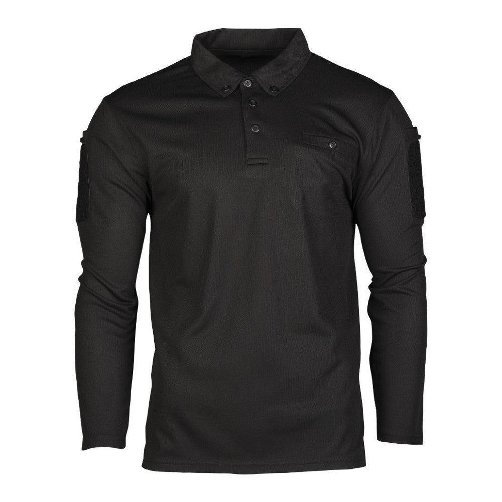 Mil-Tec - Tactical Quickdry Langærmet Herre Polo // Sort fra Mil-Tec - billede nr. 1 hos GrejFreak.dk