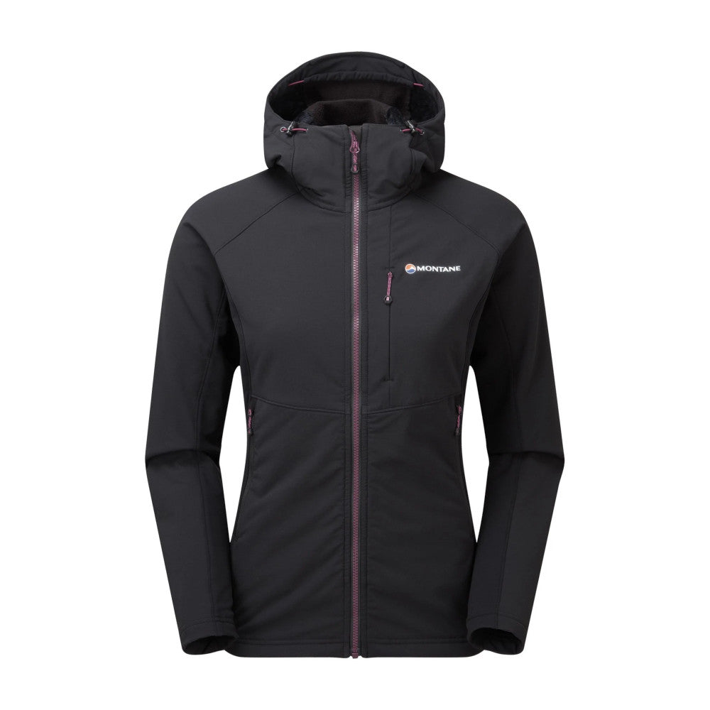 Montane - Krypton Dame Softshell Hoodie // Sort fra Montane - billede nr. 1 hos GrejFreak.dk
