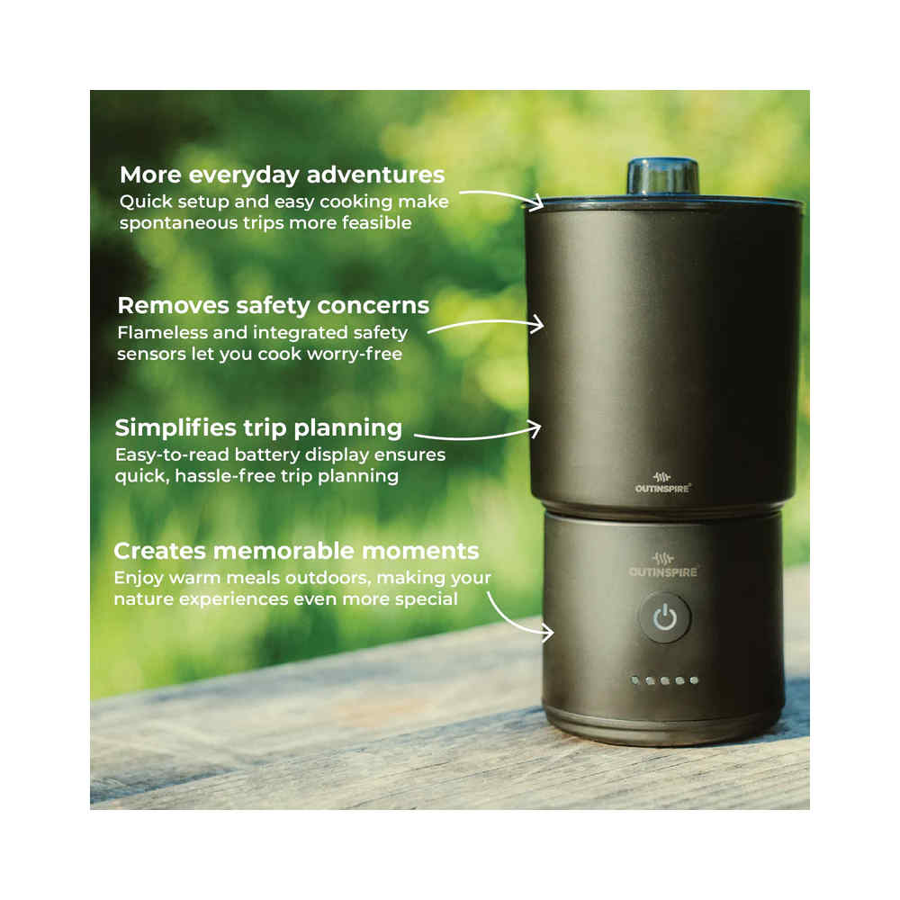 Outinspire - The Cooker XA Transportabel EL-koger og Power Bank 9.000 mAh fra GrejFreak.dk - billede nr. 5 hos GrejFreak.dk