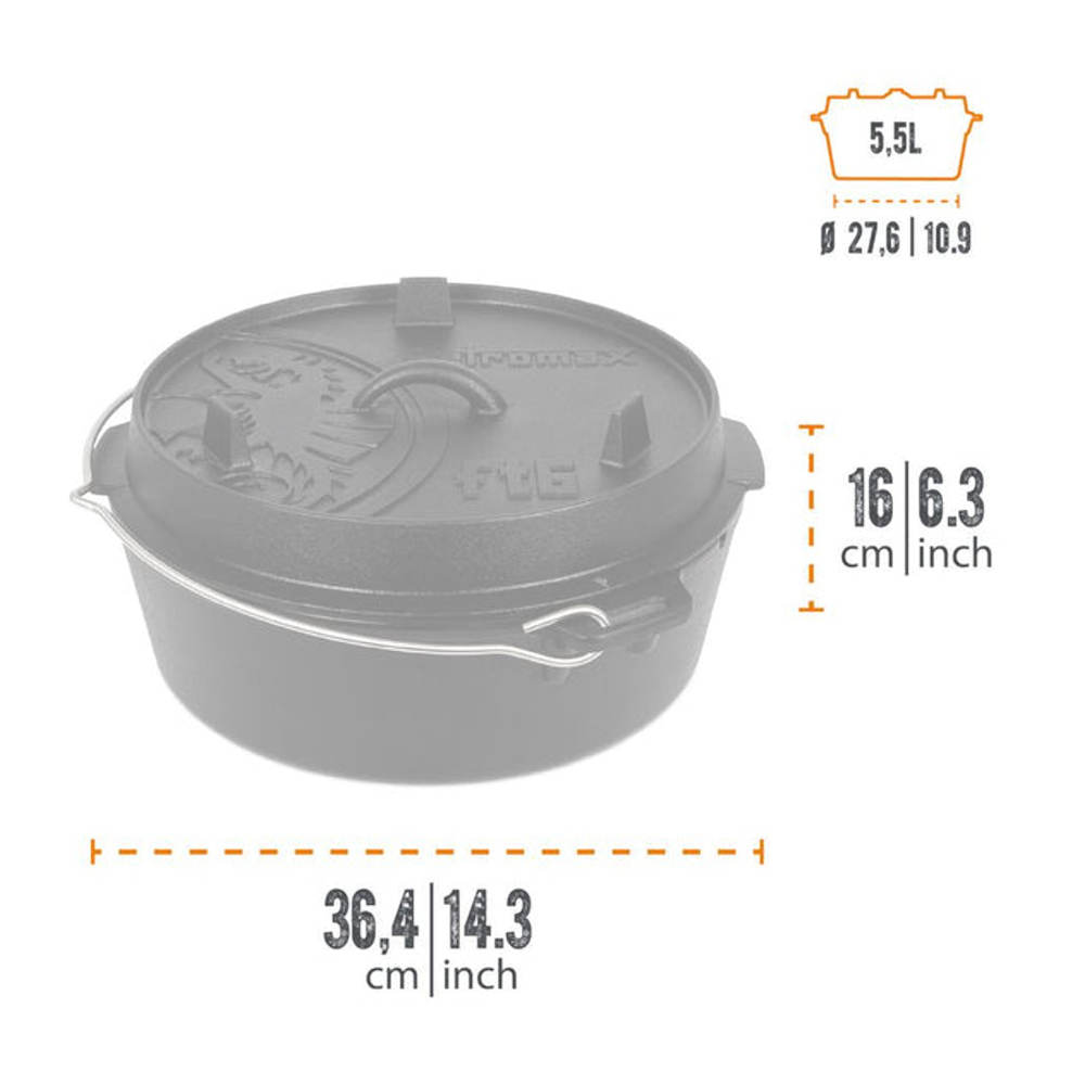 Petromax - Dutch Oven ft6 Støbejernsgryde 5,5L fra Petromax - billede nr. 2 hos GrejFreak.dk