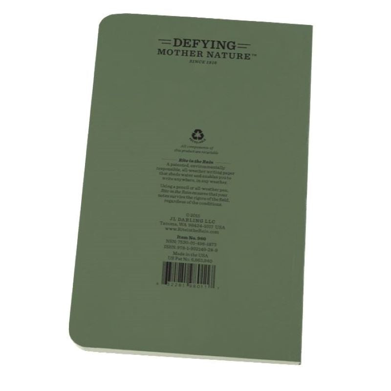 Rite In The Rain - Field Book 12 x 18,5 cm // Olivengrøn fra Rite in the Rain - billede nr. 2 hos GrejFreak.dk