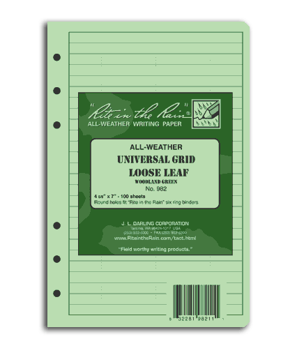 Rite In The Rain - Standard Loose Leaf // Olivengrøn fra Rite in the Rain - billede nr. 1 hos GrejFreak.dk