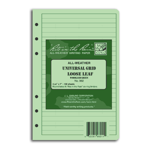Rite In The Rain - Standard Loose Leaf // Olivengrøn fra Rite in the Rain - billede nr. 1 hos GrejFreak.dk