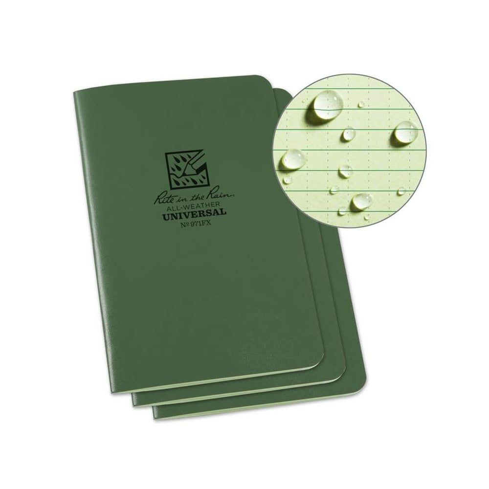 Rite In The Rain - Stapled Notebook (3-pak) // Grøn fra Rite in the Rain - billede nr. 1 hos GrejFreak.dk
