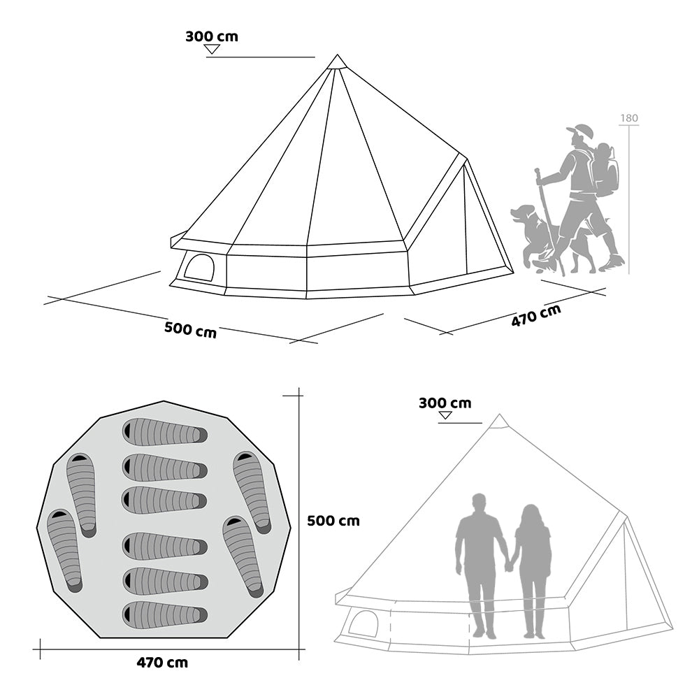 Sunny Hiker - Bomuld Large 10-personers Klokketelt // Beige fra Sunny Hiker - billede nr. 16 hos GrejFreak.dk