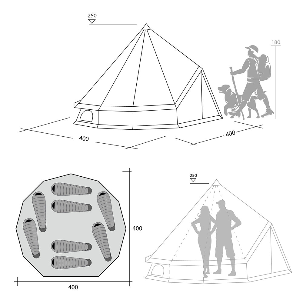 Sunny Hiker - Bomuld Medium 8-personers Klokketelt fra Sunny Hiker - billede nr. 13 hos GrejFreak.dk