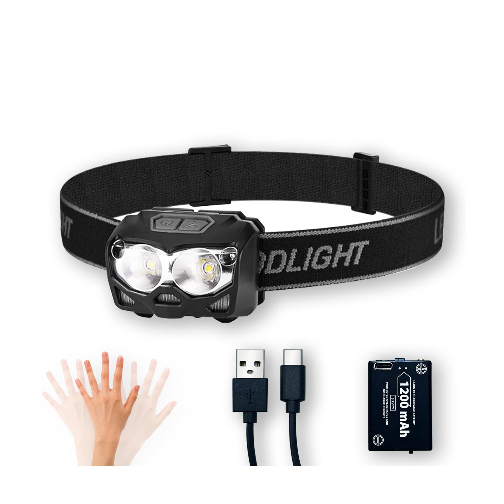 Sunny Hiker - 500 Pandelampe m. bevægelsessensor (500 lumen) fra Sunny Hiker - billede nr. 2 hos GrejFreak.dk