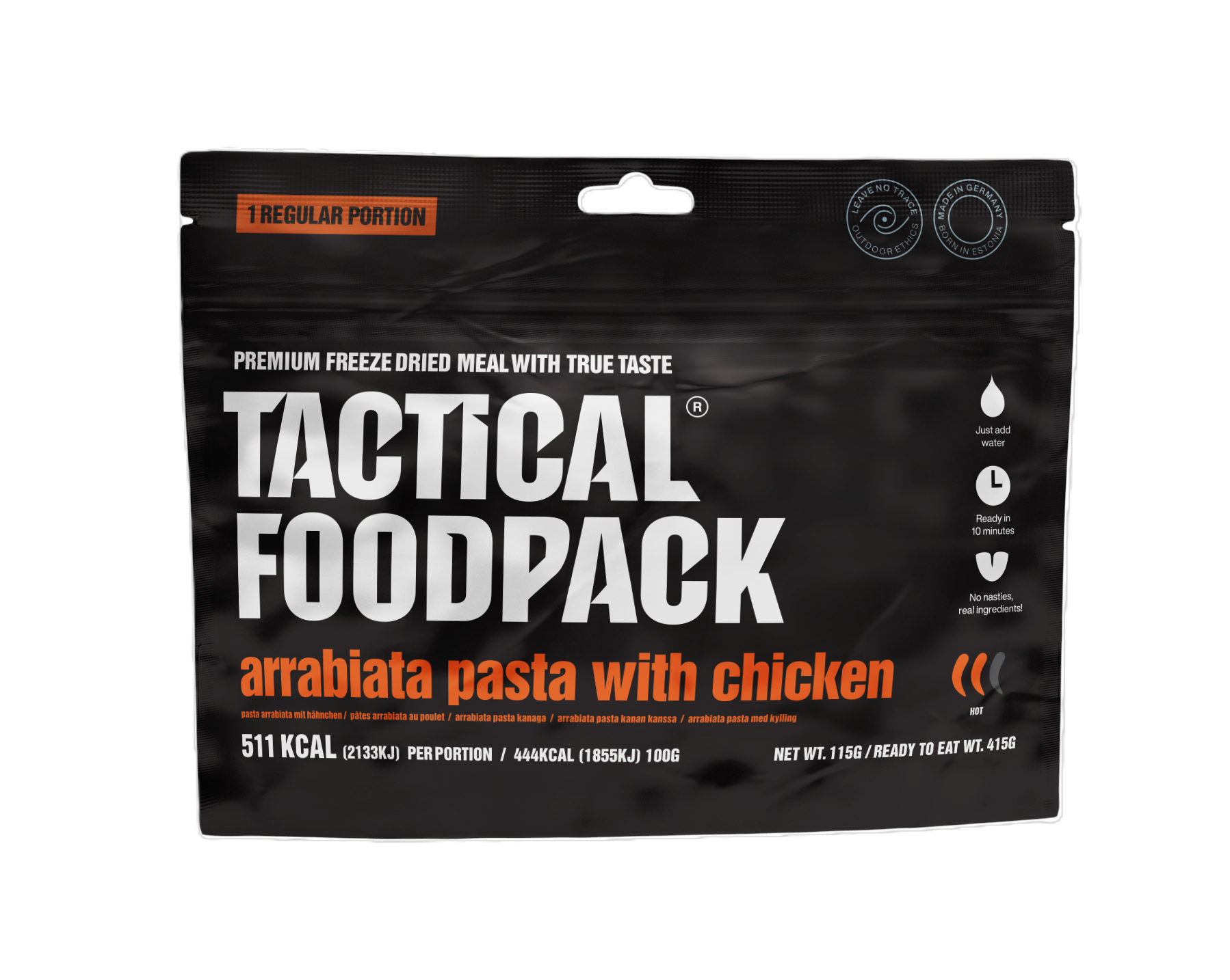 Tactical Foodpack - Arrabiata Pasta Med Kylling, 511 kcal fra Tactical Foodpack - billede nr. 2 hos GrejFreak.dk