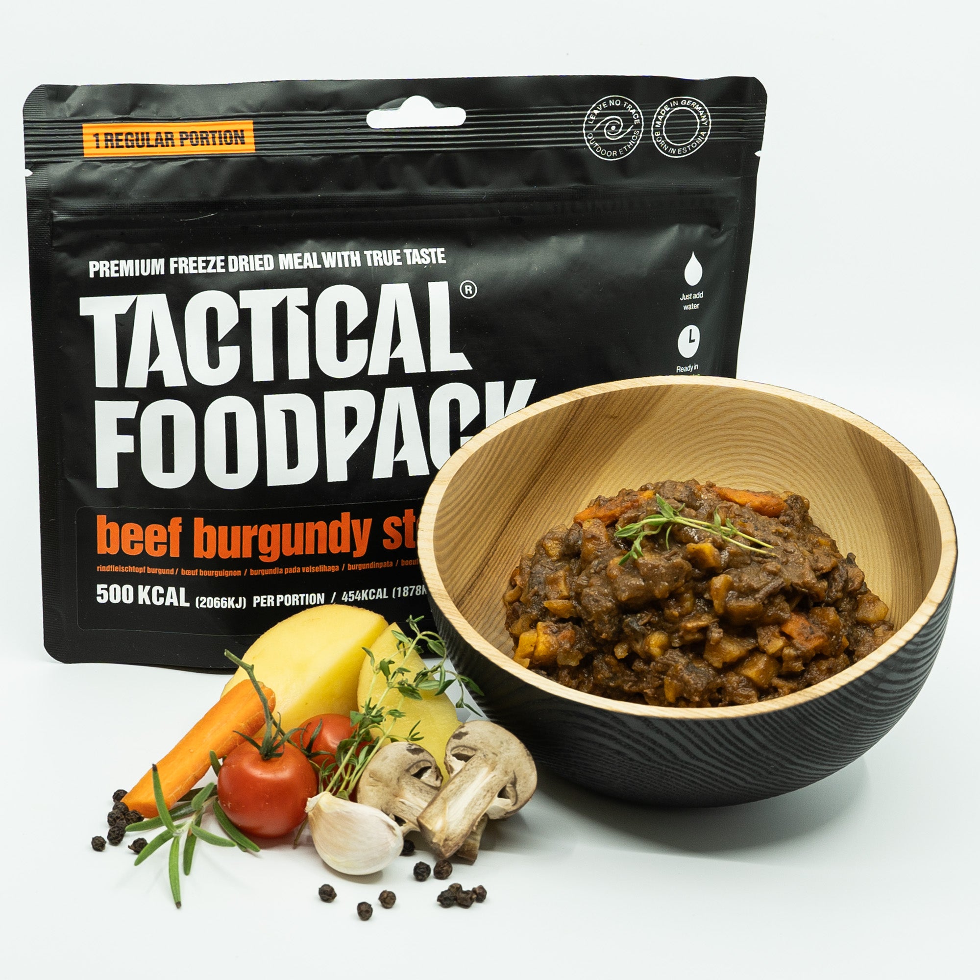 Tactical Foodpack - Burgundy Stew med oksekød, 500 kcal fra Tactical Foodpack - billede nr. 2 hos GrejFreak.dk