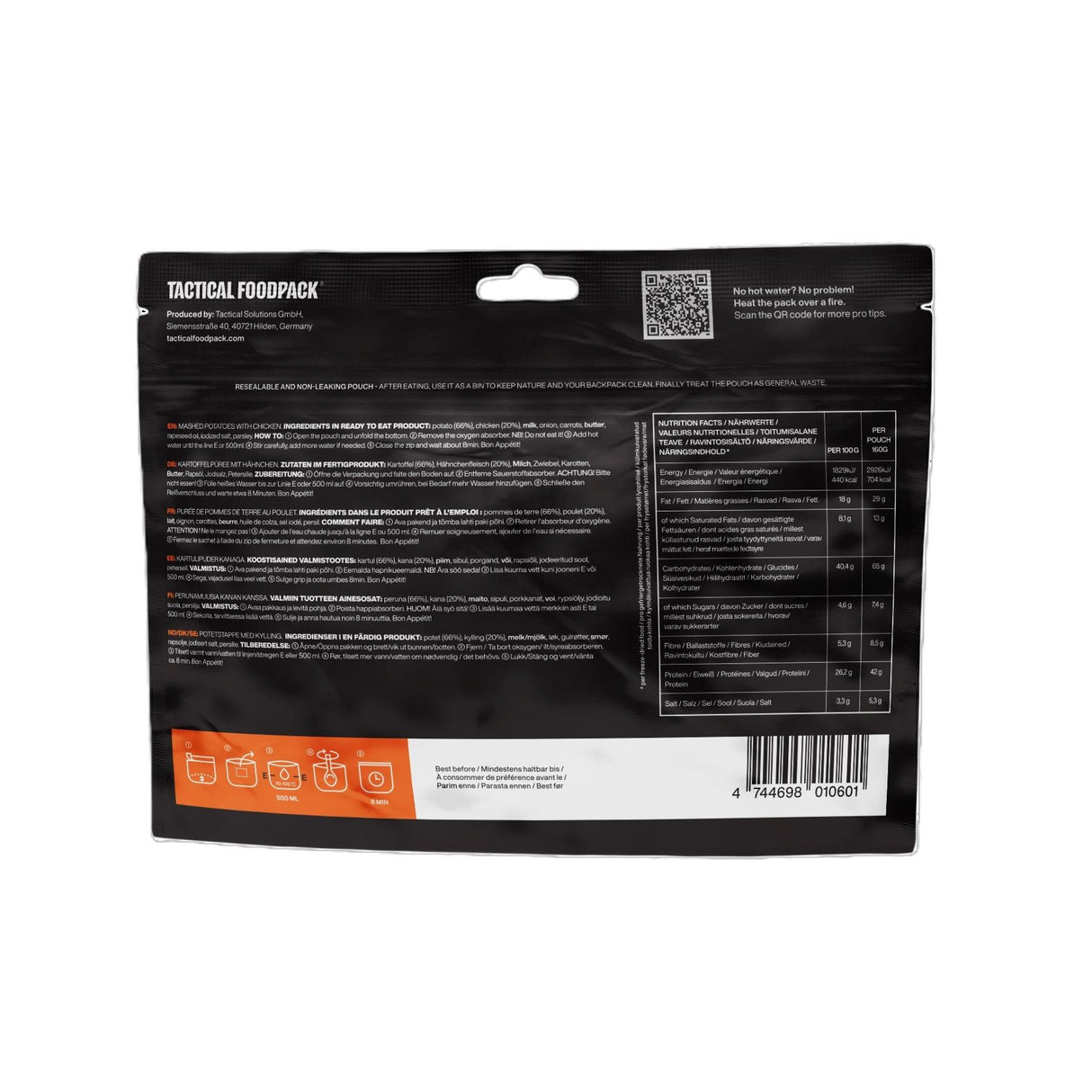 Tactical Foodpack - Kartoffelmos med Kylling - Stor Portion, 704 Kcal fra Tactical Foodpack - billede nr. 3 hos GrejFreak.dk