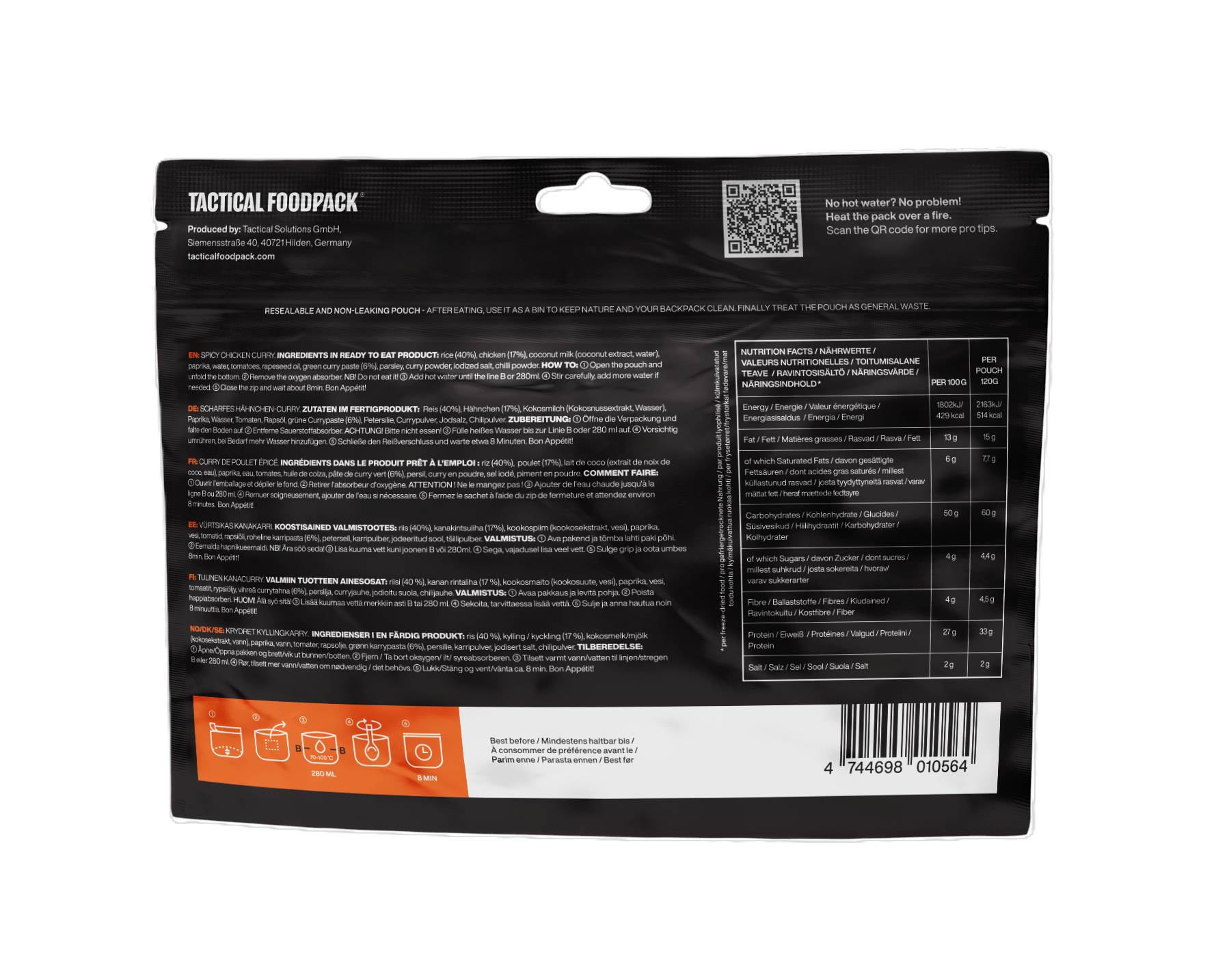 Tactical Foodpack - Krydret Kylling I Karry, 514 Kcal fra Tactical Foodpack - billede nr. 3 hos GrejFreak.dk