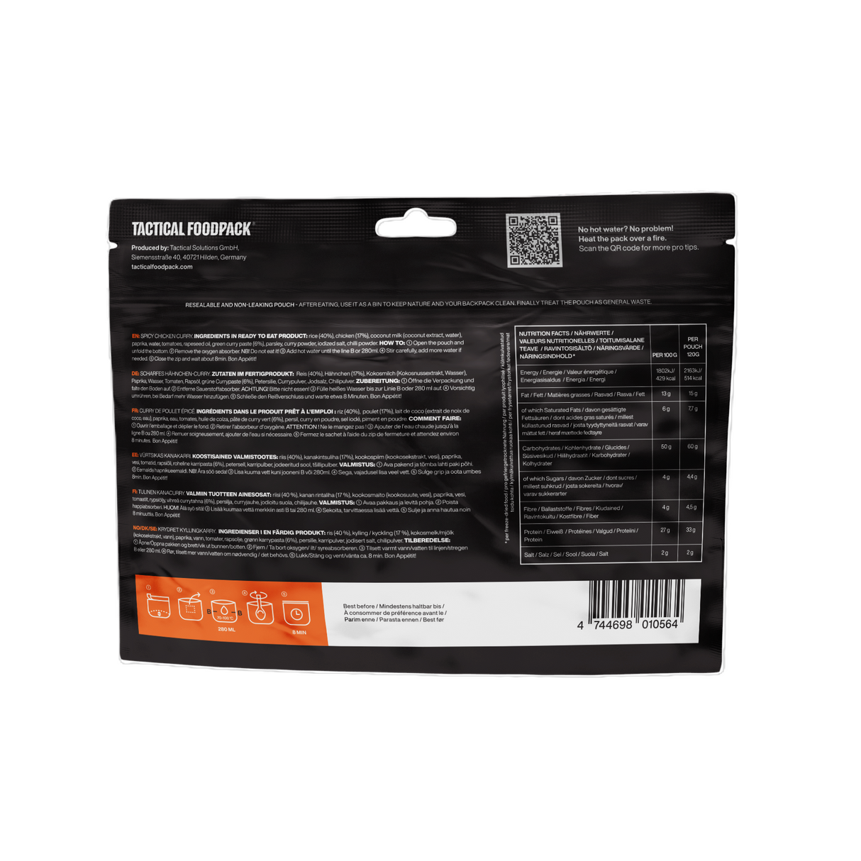 Tactical Foodpack - Krydret Kylling I Karry, 514 Kcal fra Tactical Foodpack - billede nr. 3 hos GrejFreak.dk