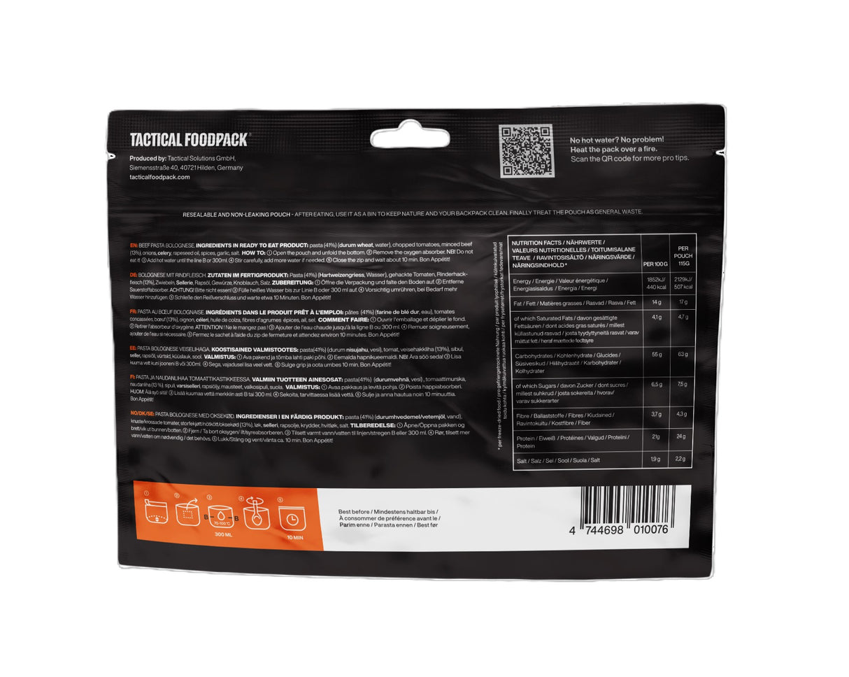 Tactical Foodpack - Oksekøds Pasta Bolognese, 507 Kcal fra Tactical Foodpack - billede nr. 3 hos GrejFreak.dk