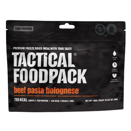 Tactical Foodpack - Oksekøds Pasta Bolognese - Stor Portion, 705 Kcal fra Tactical Foodpack - billede nr. 1 hos GrejFreak.dk