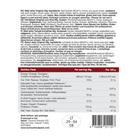 Tactical Foodpack - Original Beef Jerky, 110 kcal fra Tactical Foodpack - billede nr. 2 hos GrejFreak.dk
