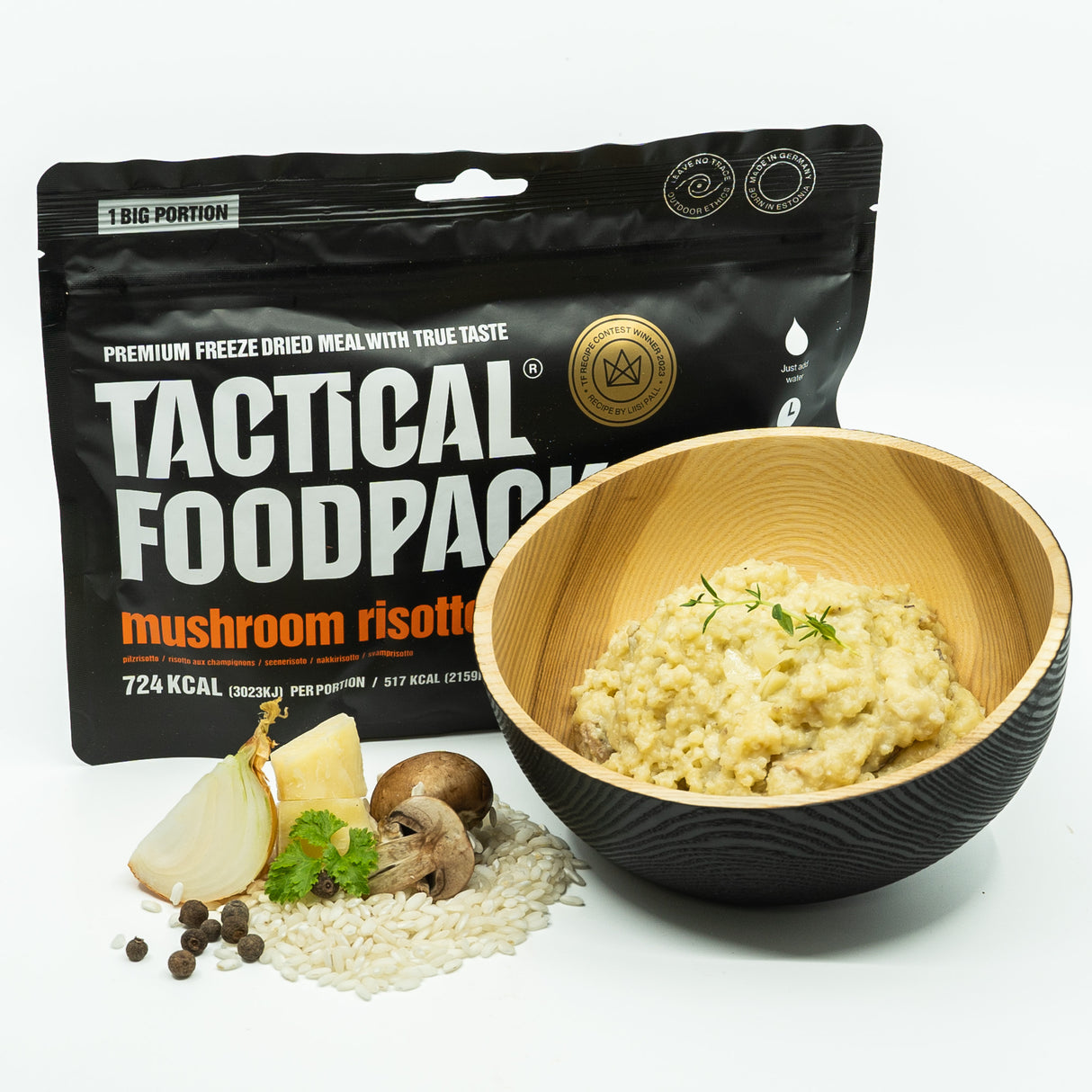 Tactical Foodpack - Svampe Risotto - Stor Portion, 724 Kcal fra Tactical Foodpack - billede nr. 2 hos GrejFreak.dk