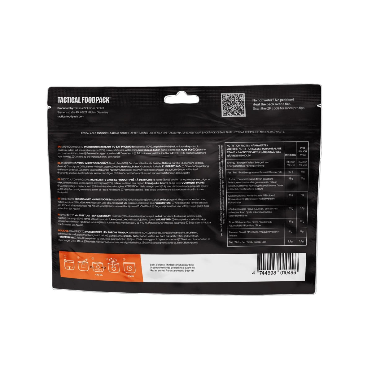 Tactical Foodpack - Svampe Risotto - Stor Portion, 724 Kcal fra Tactical Foodpack - billede nr. 3 hos GrejFreak.dk