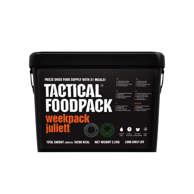 Tactical Foodpack - Vegansk Weekpack Juliett Feltration, 21 måltider (10.290 Kcal) fra Tactical Foodpack - billede nr. 1 hos GrejFreak.dk