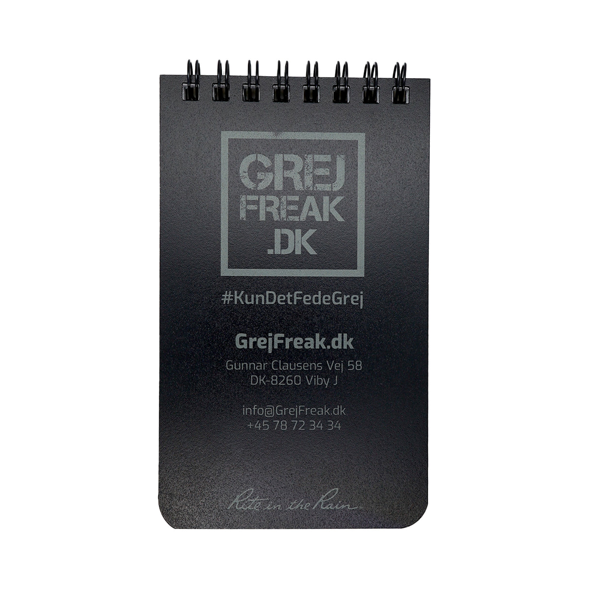 Rite In The Rain - Pocket Top Spiral m. GrejFreak.dk Logo 8 x 13 cm // Sort fra Rite in the Rain - billede nr. 1 hos GrejFreak.dk