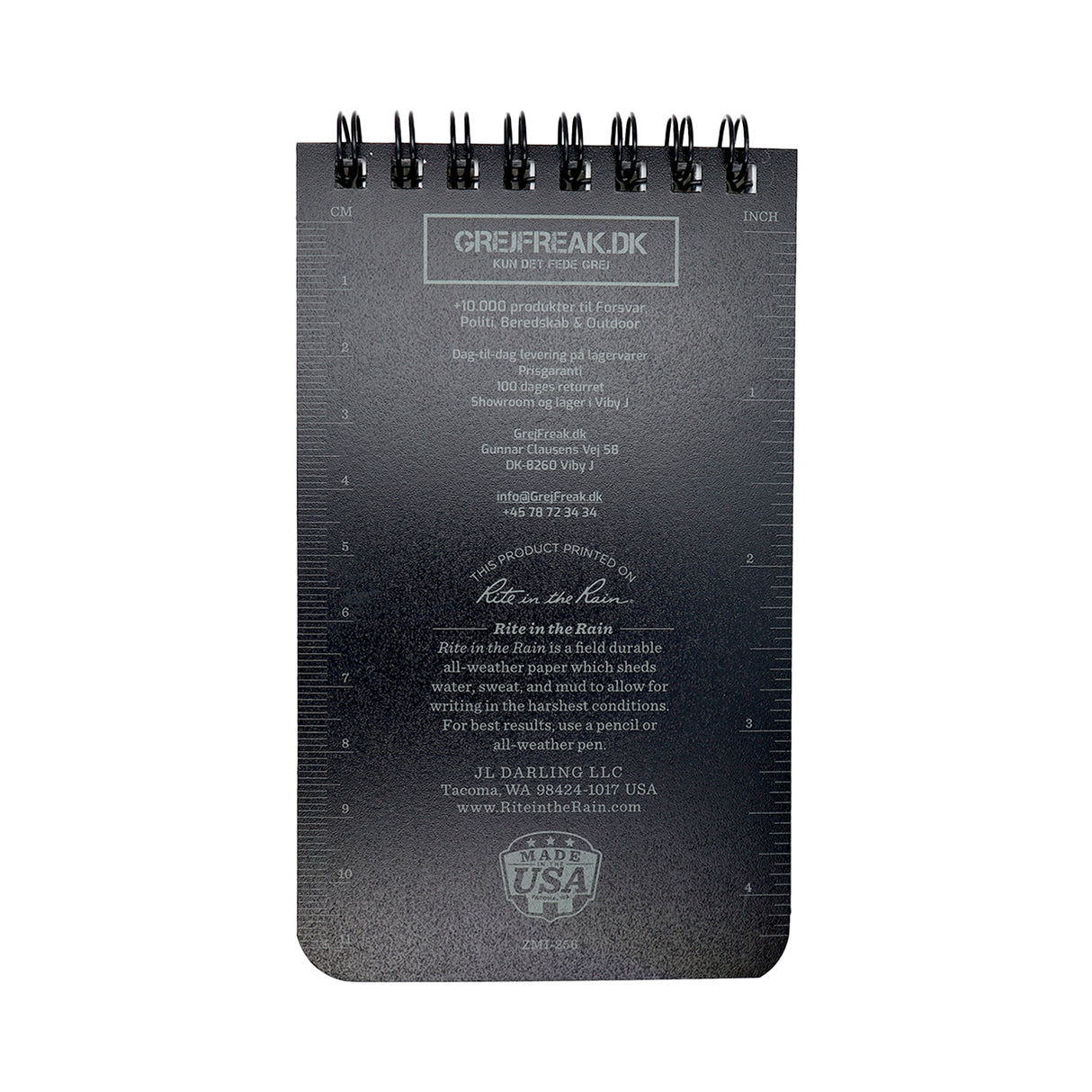 Rite In The Rain - Pocket Top Spiral m. GrejFreak.dk Logo 8 x 13 cm // Sort fra Rite in the Rain - billede nr. 2 hos GrejFreak.dk