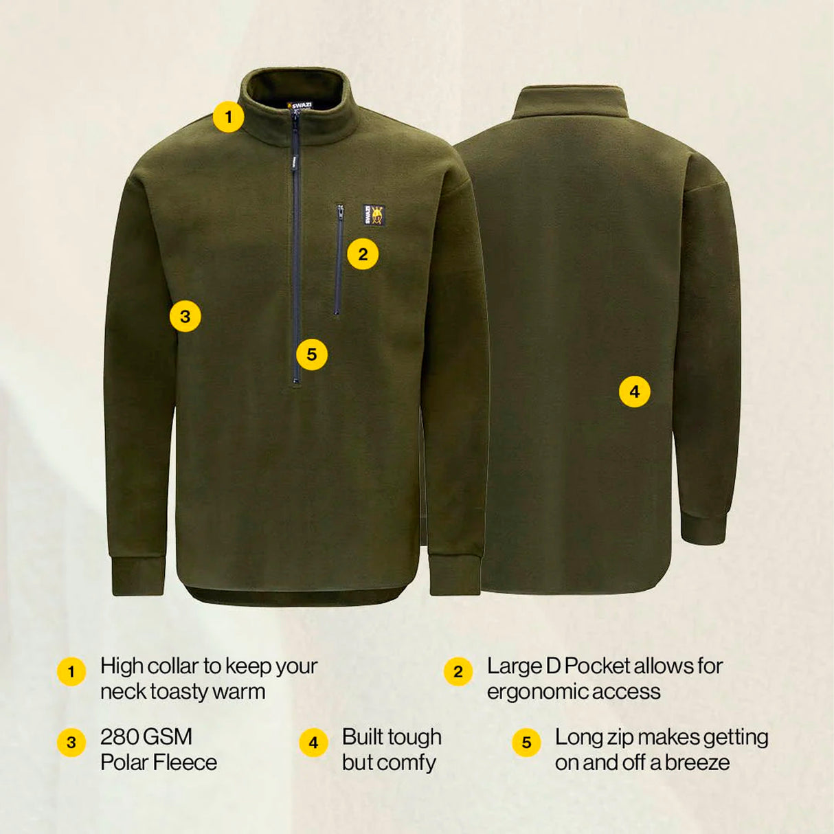 SWAZI - Bush Fleecetrøje // Olive fra Swazi - billede nr. 4 hos GrejFreak.dk