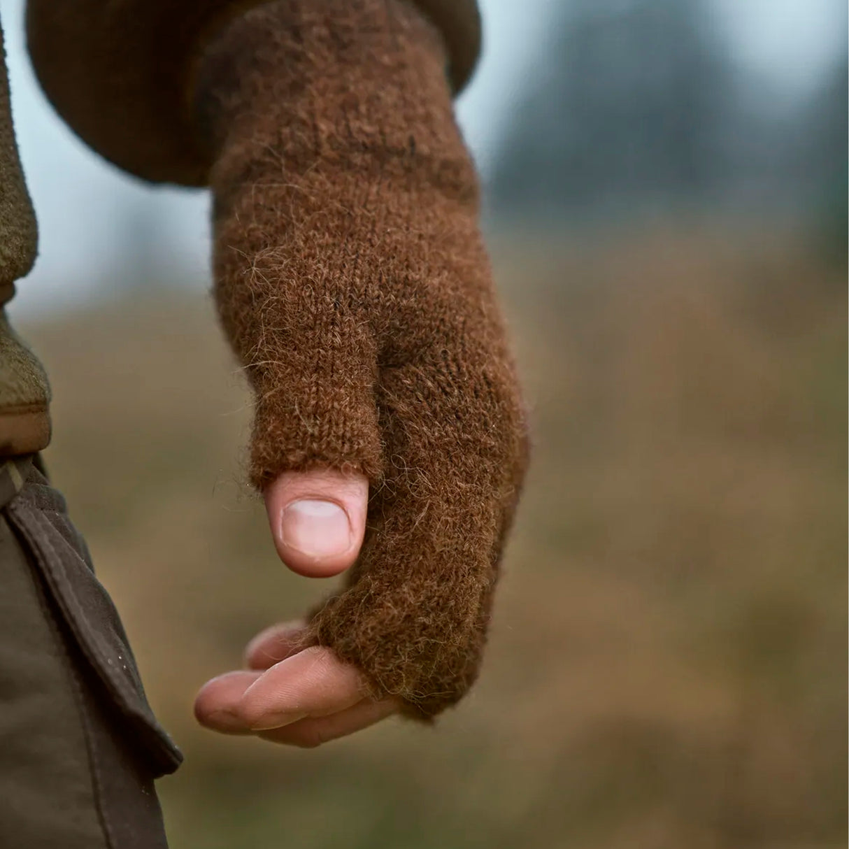 Härkila - Alpacka Half Finger Handsker // Pinecone Brown fra Härkila - billede nr. 2 hos GrejFreak.dk