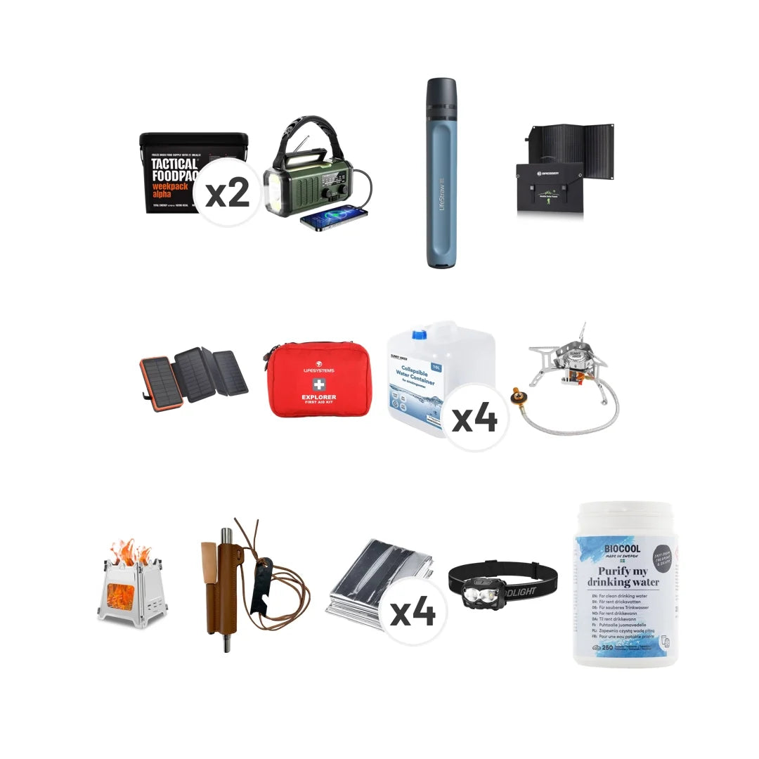 Beredskabspakke - Til Hele Familien inkl. Frysetørret Mad fra GrejFreak - billede nr. 1 hos GrejFreak.dk
