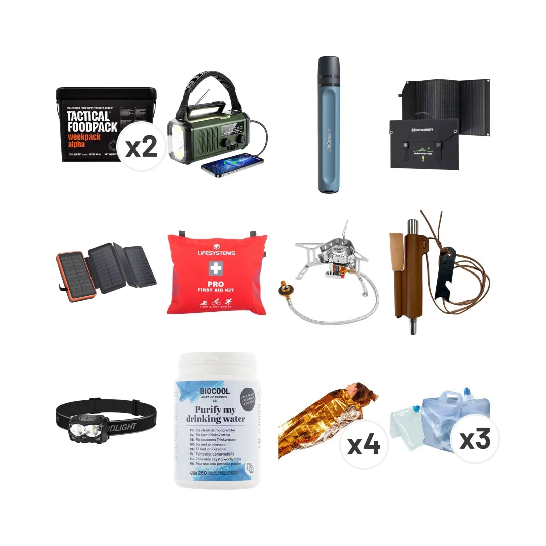 Beredskabspakke - Til Hele Familien inkl. Frysetørret Mad fra GrejFreak - billede nr. 1 hos GrejFreak.dk