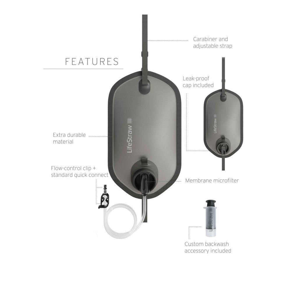 LifeStraw - Peak Large Gravity Vandfilter System 8L // Dark Grey fra LifeStraw - billede nr. 2 hos GrejFreak.dk