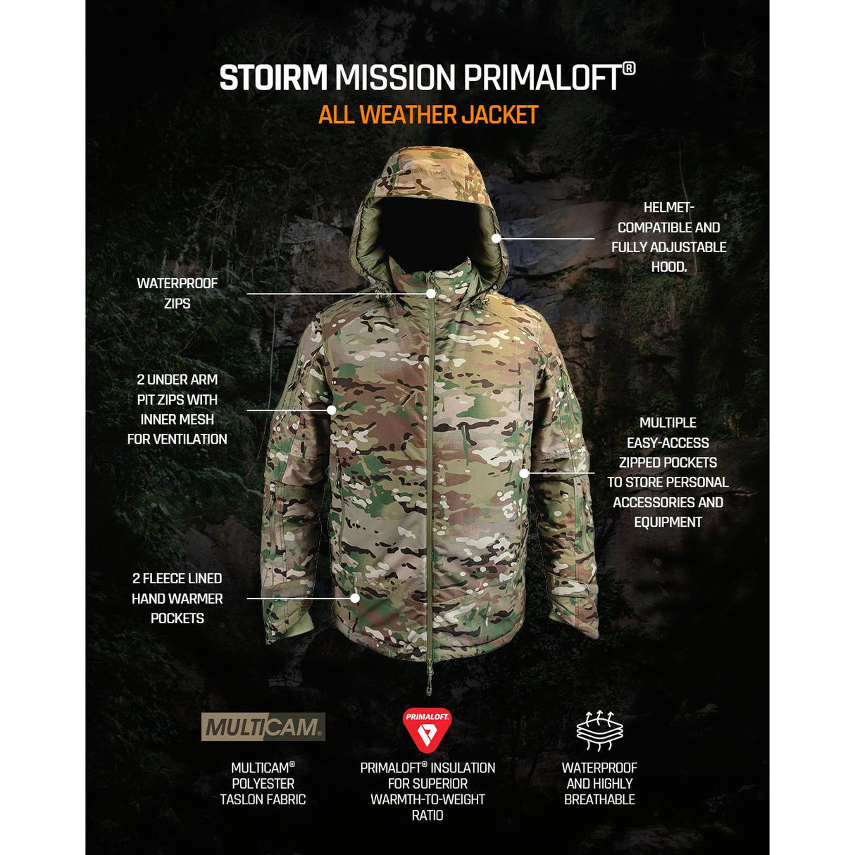 Stoirm - Mission PRIMALOFT All Weather Jacket // Multicam fra Stoirm - billede nr. 5 hos GrejFreak.dk