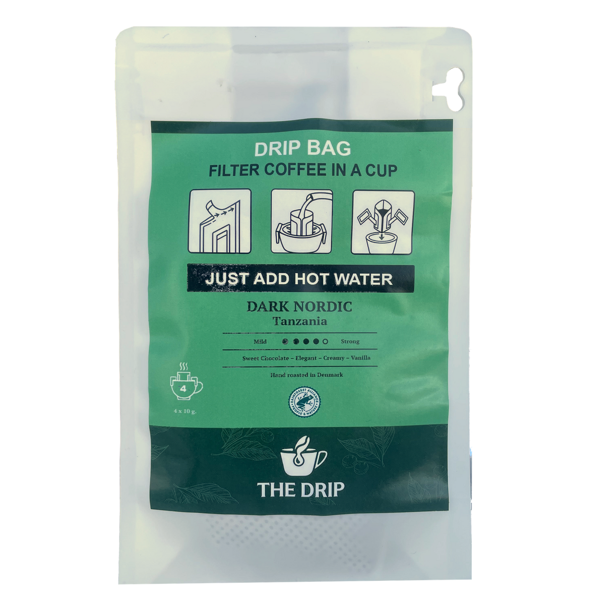 The Drip - Kaffe Drip Bags, Dark Nordic 4-pak fra The Drip - billede nr. 1 hos GrejFreak.dk