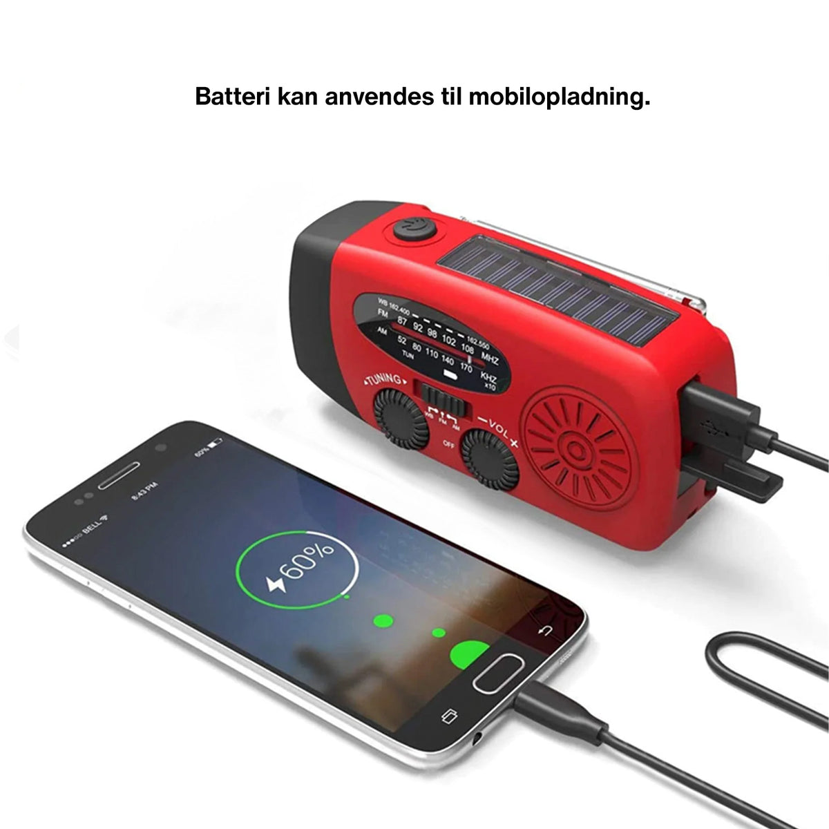Readybox - Nødradio m. håndsving, solceller, lommelygte og powerbank - FM/AM fra GrejFreak.dk - billede nr. 2 hos GrejFreak.dk