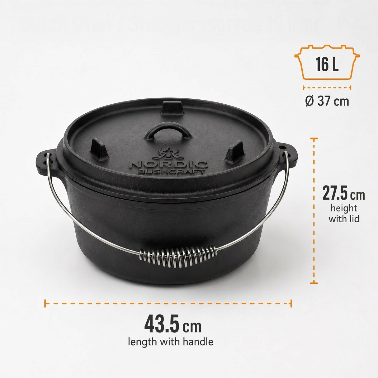 Nordic Bushcraft - 16L Dutch Oven fra Nordic Bushcraft - billede nr. 4 hos GrejFreak.dk