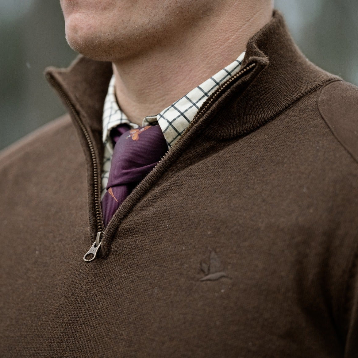 Seeland - Pine Half Zip Sweater // Dark Brown