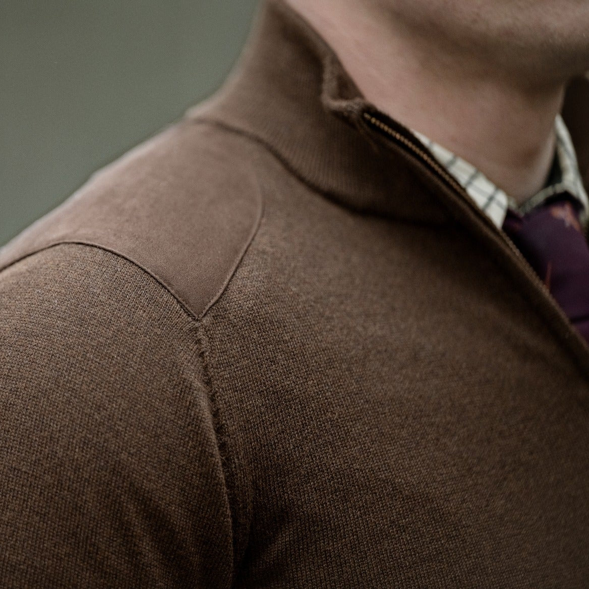 Seeland - Pine Half Zip Sweater // Dark Brown