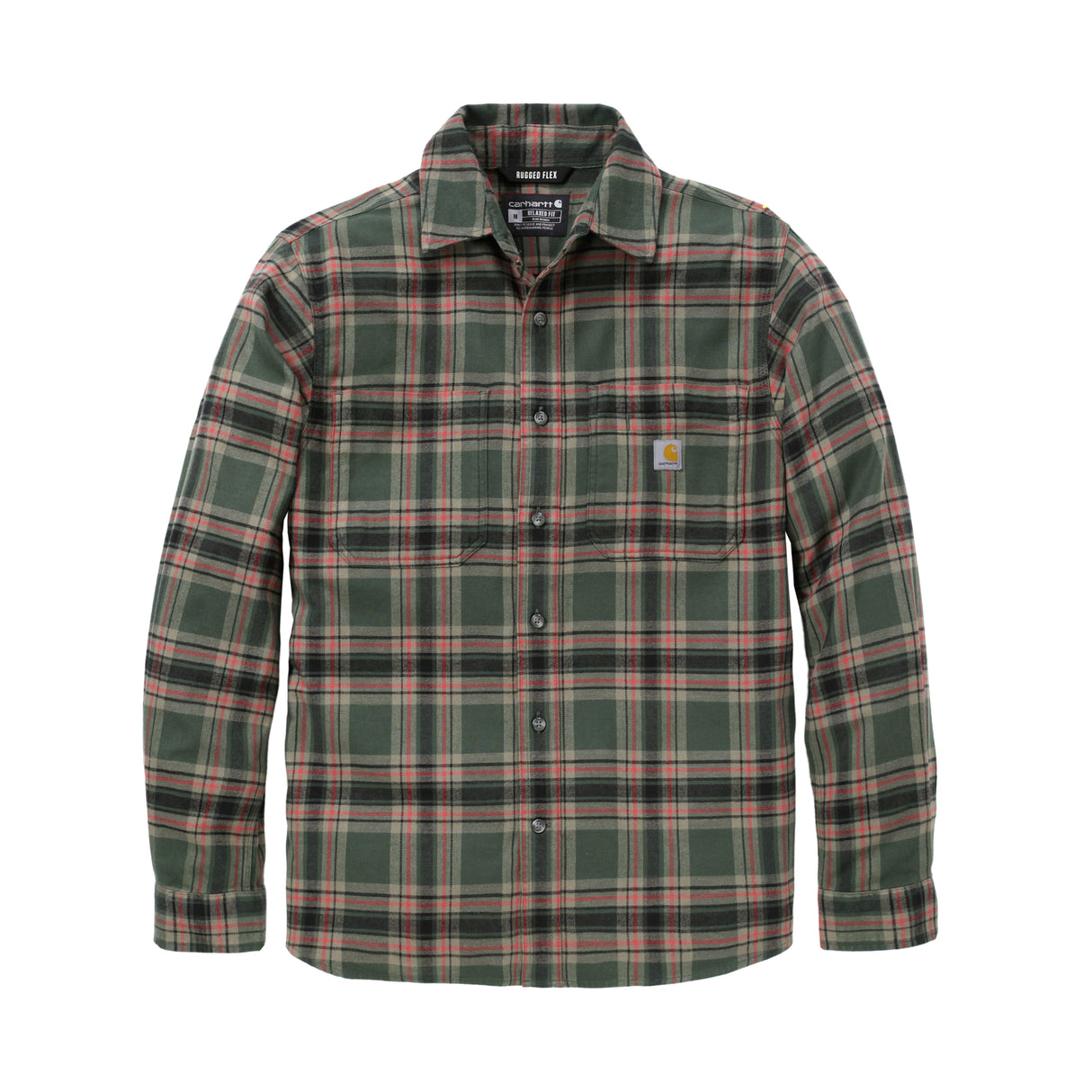 Carhartt - Langærmet Flannel Skjorte // Forestry Green / Amber Terrain