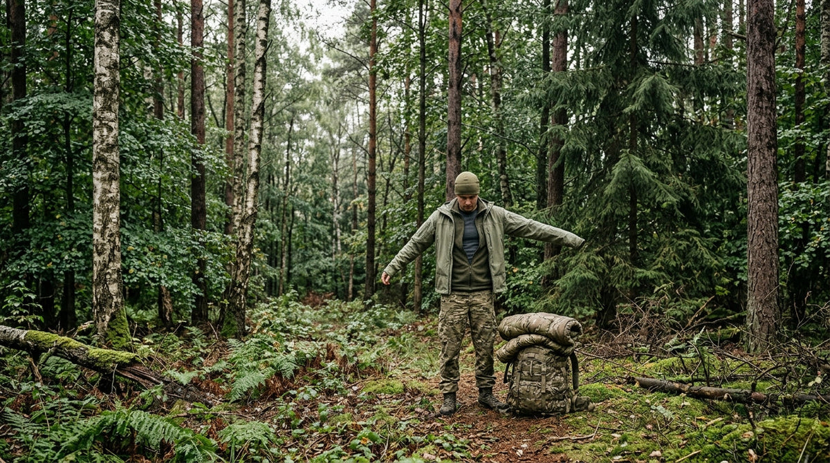Person skifter militær beklædning 