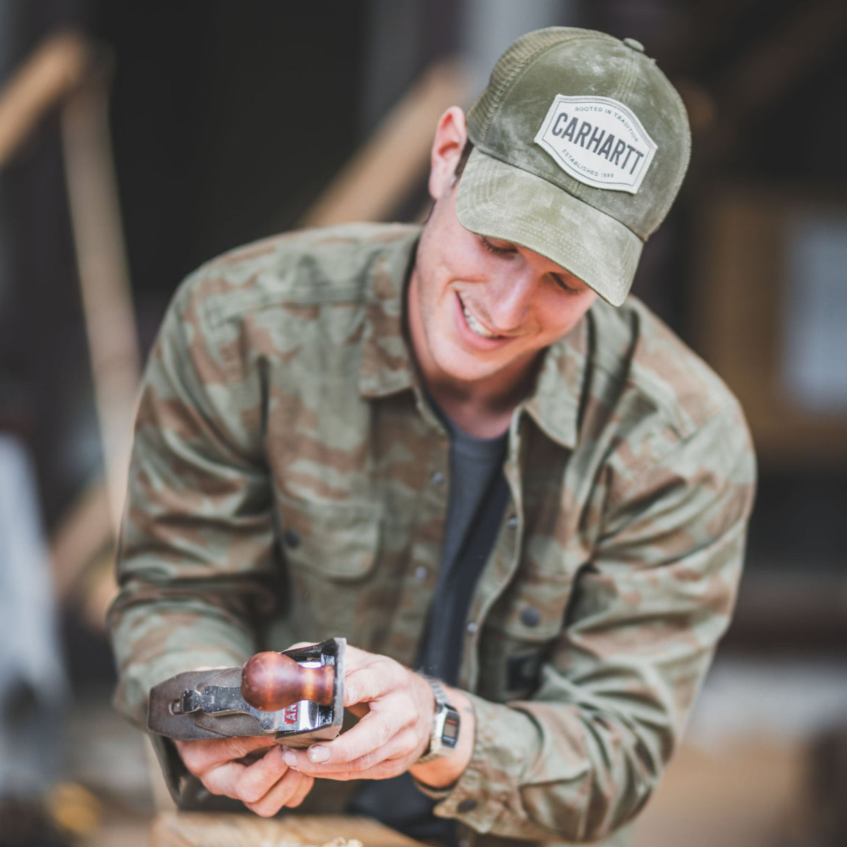 Carhartt - Canvas Fleece Lined Skjortejakke // Army Green Camo