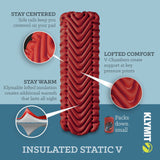 Klymit - Insulated Static V Liggeunderlag // Rød fra Klymit - billede nr. 2 hos GrejFreak.dk