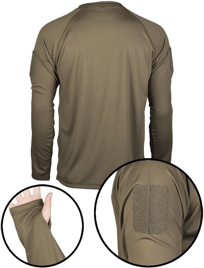 Mil-Tec - Tactical Quick Dry Langærmet T-Shirt // Mørk Sand / Coyote fra Mil-Tec - billede nr. 3 hos GrejFreak.dk