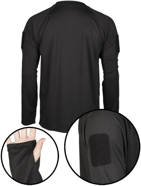 Mil-Tec - Tactical Quick Dry Langærmet T-Shirt // Sort fra Mil-Tec - billede nr. 2 hos GrejFreak.dk