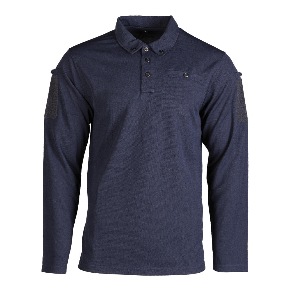 Mil-Tec - Tactical Quickdry Langærmet Herre Polo // Mørkeblå fra Mil-Tec - billede nr. 1 hos GrejFreak.dk