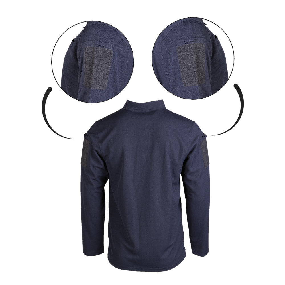 Mil-Tec - Tactical Quickdry Langærmet Herre Polo // Mørkeblå fra Mil-Tec - billede nr. 2 hos GrejFreak.dk