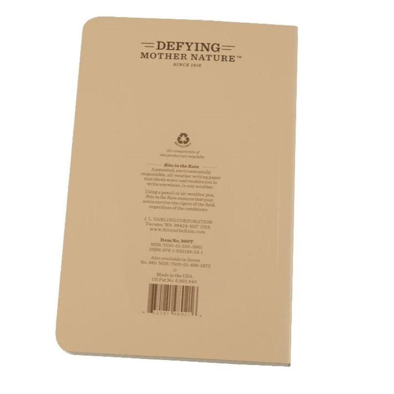 Rite In The Rain - Field Book 12 x 18,5 cm // Sand / Ørken fra Rite in the Rain - billede nr. 5 hos GrejFreak.dk