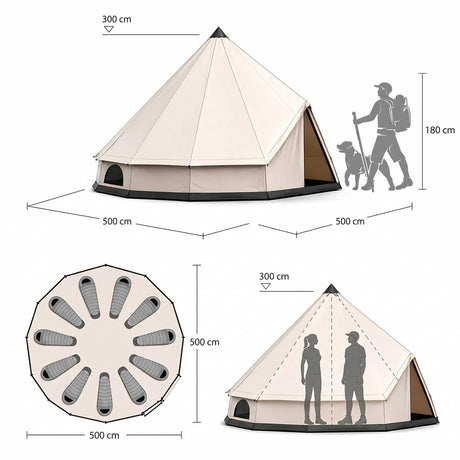 Sunny Hiker - Bomuld Large 10-personers Klokketelt // Beige fra Sunny Hiker - billede nr. 9 hos GrejFreak.dk